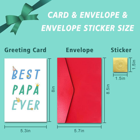 LYMEQING Best Papa Ever Card, Funny Fathers Day Card for Dad Daddy Pop, Sweet Lovely Fathers Day Gift from Kids
