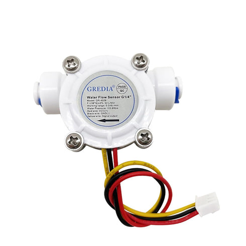 1/4" Quick Connect Food-Grade Water Flow Sensor Hall Effect Flowmeter Fluid Meter Counter 0.3-6L/min