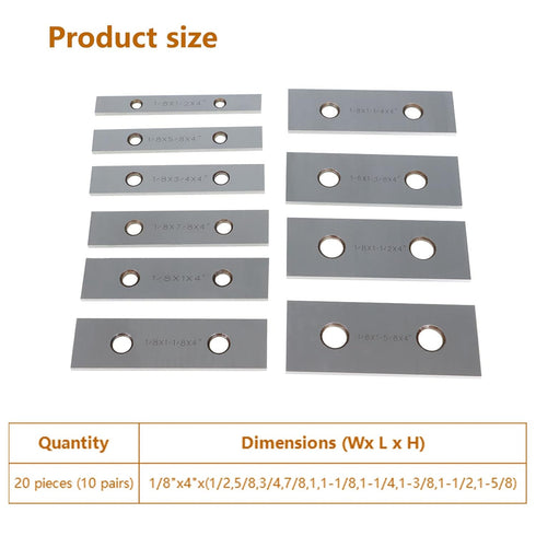 kimllier 10Pairs 1/8 x 4 Inch Steel Parallel Set, Accuracy Gage Gauge Block