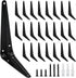 Mormchlots 24Pcs 6 x 5 Inch Black Shelf Brackets, Heavy-Duty Metal Steel Corner