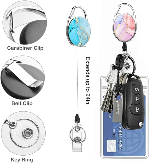 Heavy Duty Retractable Badge Reel with Carabiner, Cute Badge Holder ID Name Badge Reels for Office