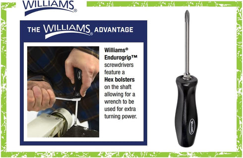 Williams JHWSDP-4-6 Phillips Endurogrip 2-Point Screwdriver, 6-Inch Blade by Williams