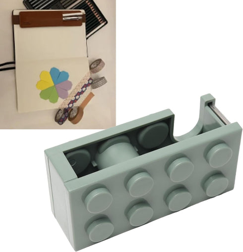 Tape Dispenser, Small Design Desktop Tape Dispenser with Sharp Blade, Cute Mini Building Block Shape for Office Home