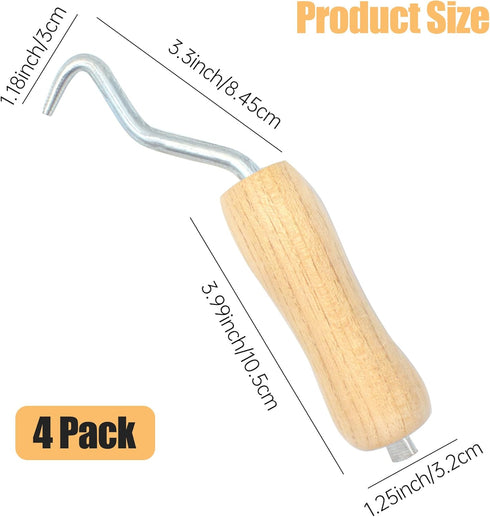 Rebar Twister with Wooden Handle Concrete Iron Wire Tie Twister Tool Hand Steel Tie Tool for Fence Twisting, 3 Pack