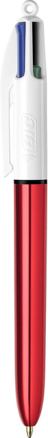Bic 4 Colours Shine Ballpoint Pens Medium Point (1.0 mm) - Metallic Red Barrel, Box of 12 by BIC