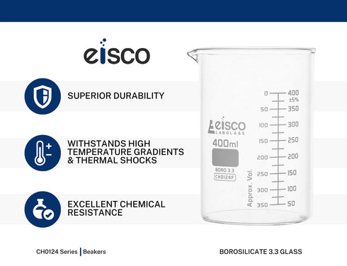 EISCO Beaker, 2000ml - ASTM Low Form with Spout, Dual Scale, Borosilicate 3.3 Glass
