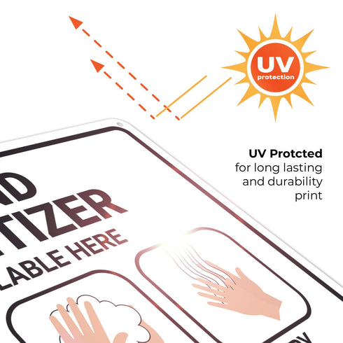 10x14 Inches, 55 Hand Sanitizer Available Here with Apply Rub and Dry Hands Graphic Sign, mil Thick HDPS (high Density