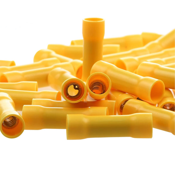 AIRIC UL Listed Yellow Butt Connectors, 50 pcs, 12-10 AWG Electrical Crimp Splice Terminals