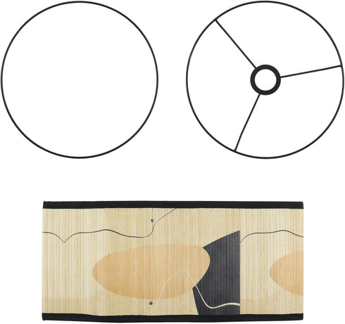 E27 11.8" 11.8" 7.87" 2 Crapyt Drum Wood Lampshade, Round Removable Lamp Cover, Vintage Geometric Pattern Lampshades