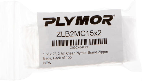 Plymor 1.5" x 2" Zipper Reclosable Plastic Bags (Pack of 200), 2 Mil