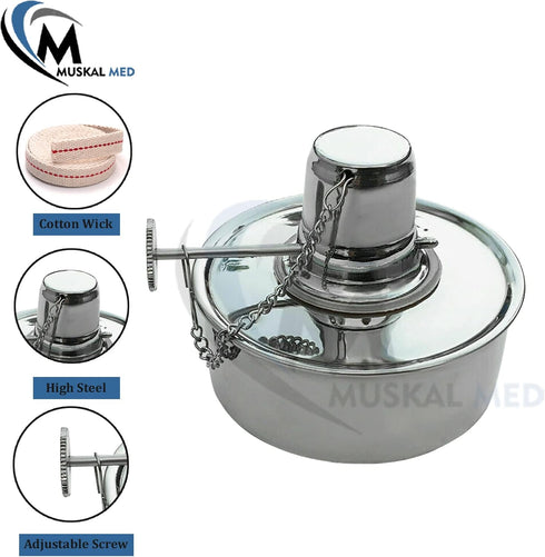 Dental Alcohol Lamp Stainless Steel Alcohol Burner Lamp Dental Lab Equipment Heating Come with Metal Cap 100ml DS-1456 by MuskalMed