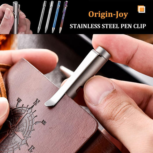 Titanium Alloy Bolt Action Pen, Slim Lightweight EDC Pocket Tactical Pen with 5 Ballpoint Refills, Metallic