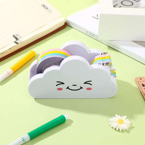TOYANDONA Cloud Tape Dispenser and Rainbow Tape Set, Cute Cartoon Desktop Cutter for School Office Supplies