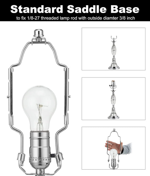 8 9 10 inch Adjustable Lamp Shade Holder Kit for Table & Floor Lamps, Heavy Duty Parts with 3/8 Standard Saddle