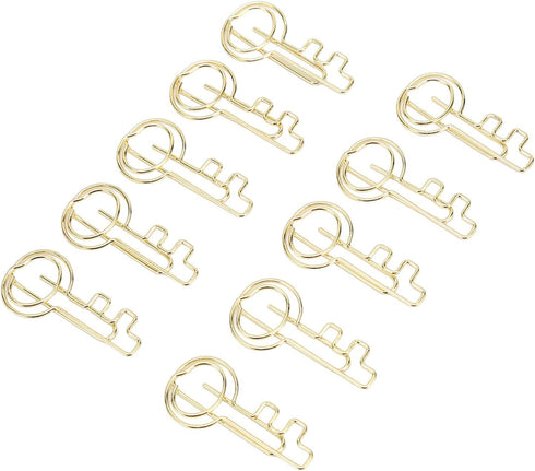 Key Shaped Paper Clips, 100Pcs Metal Bookmark Clips, Gold Wire for Home School Office Document Organizing