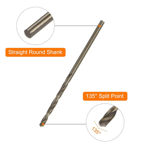 10pcs M35 Cobalt Jobber Drill Bits 1.8mm / 0.071" High Speed Steel HSS Twist Tool for Stainless Steel, Copper, Wood