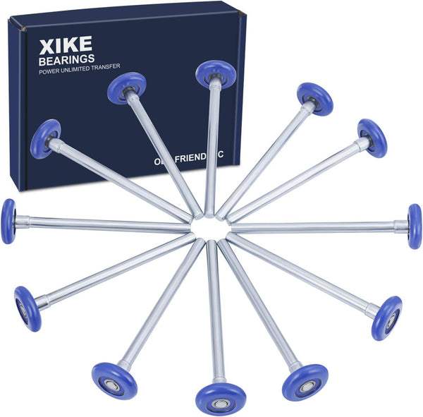 XiKe 12 Pack Blue Nylon Garage Door Roller, 2" with 7" Stem, Quiet/Durable, High Load, 6200-2RS Double Seals Bearings