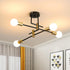 Sputnik Ceiling Light Fixture, 4 Light Black and Gold Sputnik Lighting Fixture