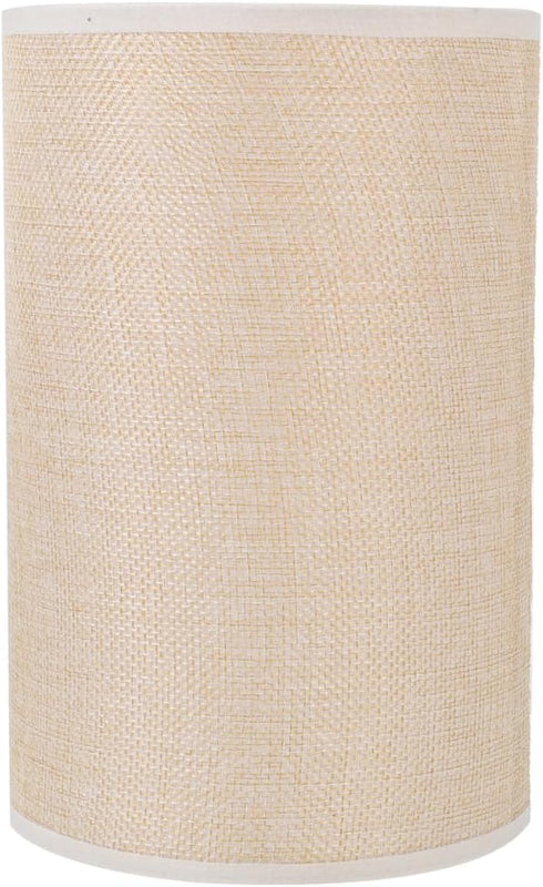 Angoily E27 Cloth Lampshade 7.87X5.11X5.11In Narrow Drum Light Cover Beige Linen Lamp