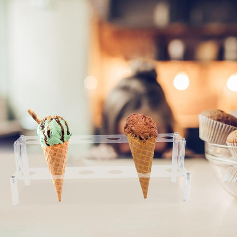 12-hole Uonlytech Acrylic Ice Cream Cone Display Stand, Acrylic Cone Holder for Dessert Serving, Popcorn and Snack Rack