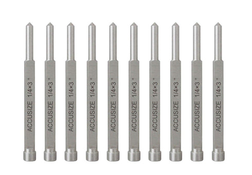 Accusize Industrial Tools 1/4" x 3" Pilot Pins for Annular Cutters, 10pcs/Pack