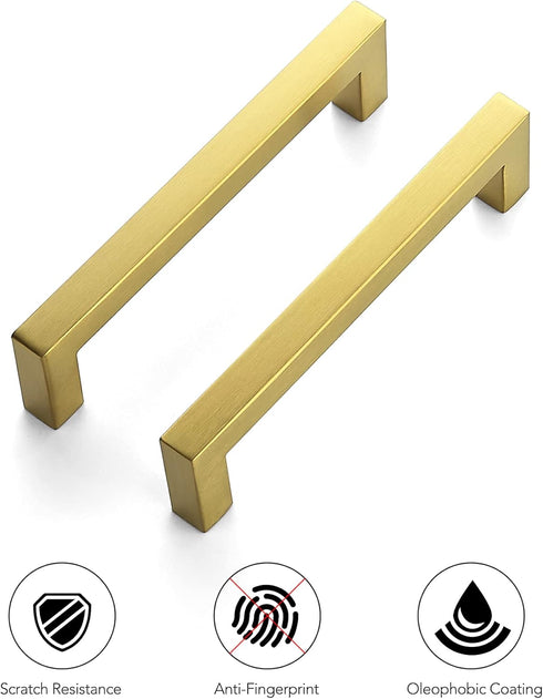 Ravinte 5 Pack 5 Inch Kitchen Square Cabinet Pulls, Brushed Brass Drawer Handles for Kitchen Cabinet Hardware