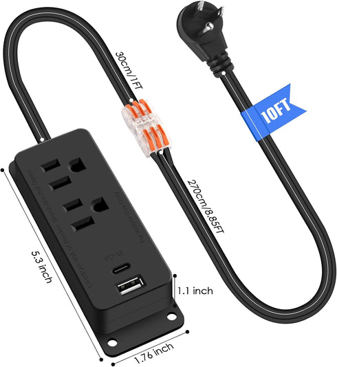 HEZI (10FT) Gun Safe Power Outlet Kit, Gun Safe Accessory Electrical Outlet with USB C Port. Hidden Drawer Outlet
