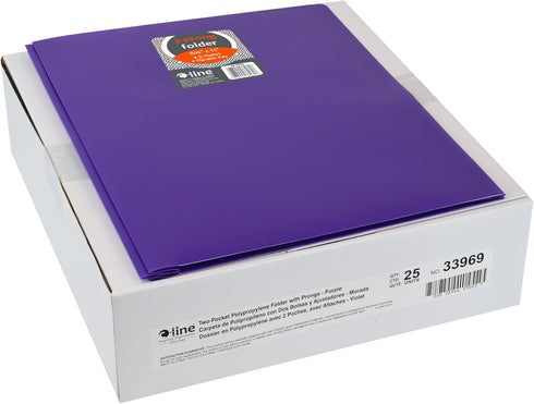 C-Line 2-Pocket Poly Folder with Prongs, Letter Size, Purple