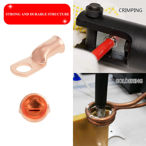 10PCS 4AWG - 3/8''Stud Heavy Duty Copper Terminals - Battery Cable Crimp Lugs, Electric Connectors