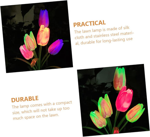 Tulip Lawn Lamp Outside Solar Lights, Outdoor Lawn Light Garden Stake Light, Solar Powered Lights for Outdoor Lawn