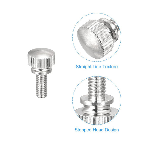 uxcell Knurled Thumb Screws, M4x10mm Brass Shoulder Bolts Grip Knobs Fasteners, Nickel Plated, 5Pcs