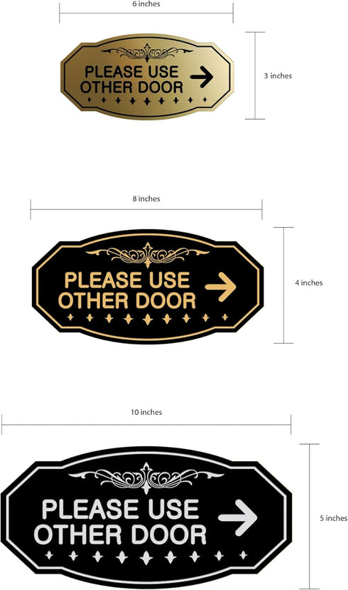 Signs ByLITA Victorian Please Use Other Door Right Arrow Sign, Small, Brushed Gold, 1 Pack
