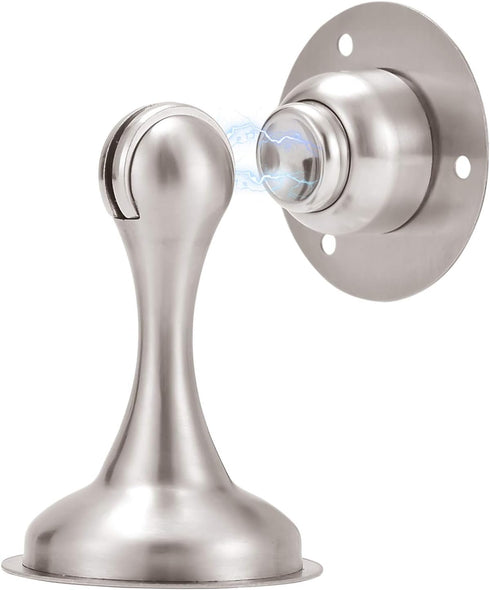 Magnetic Door Stop 4 Pack, Brushed Nickel No Drilling Needed, Soft-Catch Magnetic Door Holder for Home