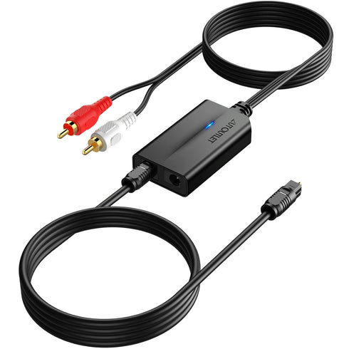 AUTOUTLET 192kHz DAC Digital to Analog Audio Converter, 7ft Optical to RCA Male Cable for HDTV and Consoles