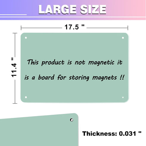 Green Magnetic Board,17.5" x 11.4" Magnet Bulletin Board to Display Magnetic Notes, Poetry, Photos, Suitable for Wall, Refrigerator, Cabinet etc, Come with 4 Pcs Dual Lock Tape and Screws by HYHOSHI