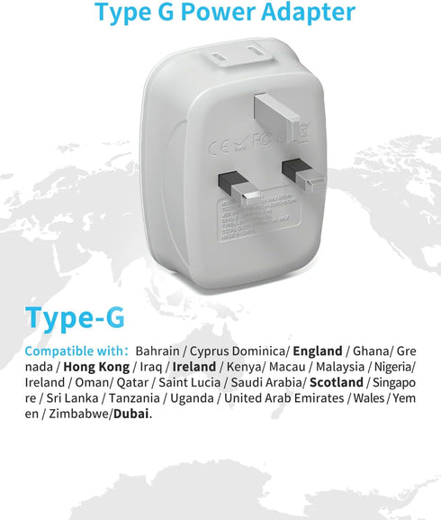 UK Ireland Travel Plug Adapter, VINTAR Type G Travel Adapter with 1USB C, 3 USB Ports and 2 Outlets,6 in 1 UK Power Adaptor for USA to England London British Hong Kong Irish Kenya Dubai Qatar