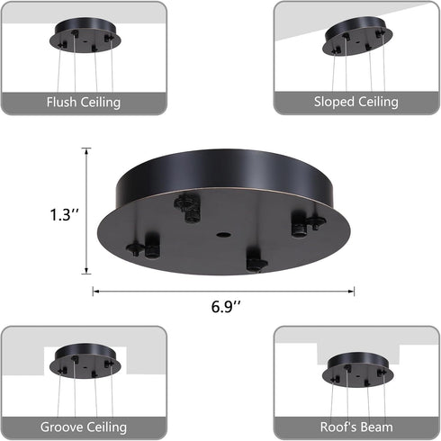 Sturdy Black Ceiling Adapter for RS Lighting Chandelier - Perfect for Sloped Roof Installations