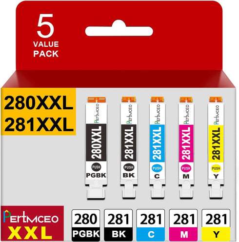 TR8622a Ink Cartridges 280XXL 281XXL Compatible Replacement for Canon 280 281, 5 Pack