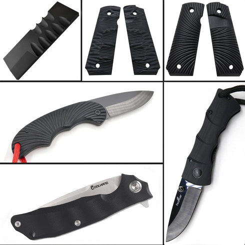 Cool Hand 2 pcs G10 Knife Handle Scales Slabs, Custom DIY Tool Material for Knives Making Blanks, All Black