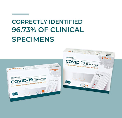 ImmuView COVID-19 15 (1 Pack, 5 Antigen Home Test, FDA EUA At-Home Self Test, Non-invasive Nasal Swab, Easy to Use