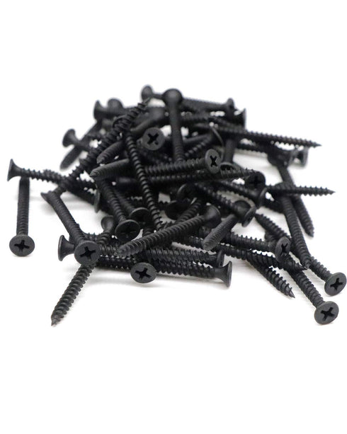50pcs #8 x 2 Flat Head Phillips Drywall Screws, Fine Thread, Carbon Steel 1022A, Black Phosphate