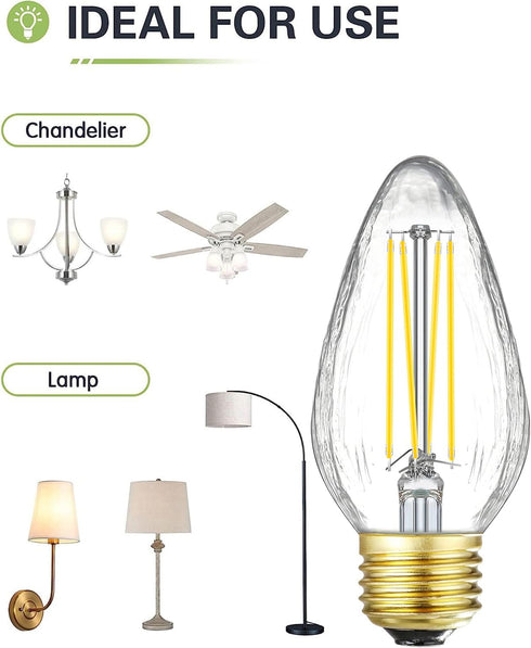 LEOOLS E26 LED Bulb 8W Equivalent e26 led Bulb 100 Watt Dimmable Daylight 4000K E26 Edison Bulb AC120V 800lm Tubular F14 F45 LED Bulb for Pendant, Sputnik,Vanity,Chandeliers Pack of 6 by Leools