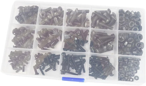 Hex Button Socket Head Cap Screws Metric Thread Hexagon Allen Head Drive Machine Bolts Nut Metal Standard Fastener Hardware Oxide Finish Alloy Steel Assortment Kit Set 431Pcs Black 10.9 Class M3 M4 M5