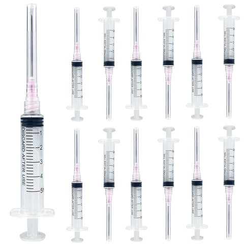 100 Pcs-5 ml Luer Lock Syringe with 18ga Needle, Individually Packaged for Labs and Supplies
