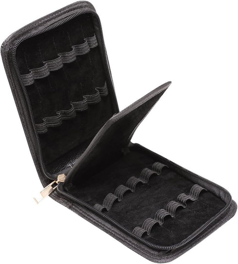 Fountain Roller Ball Pen Case Holder, PU Leather Bag for 12 Pens, Color Black