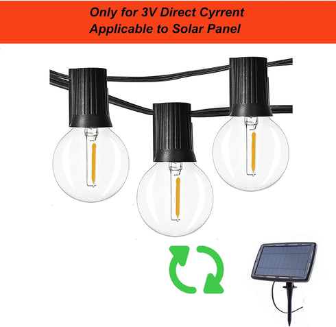 3V Bulbs,Only 3V 120V, E12 G40 Bulbs,Warm 25 Pack. DC Low Voltage,Solar String Light for DC, Burn Out at Shatterproof