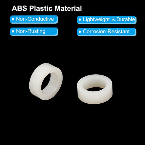 PATIKIL Round Spacer Washer Set, 120 Pcs ABS Plastic for M6 Screws, 6.2mm ID, 9mm OD, 3mm Length