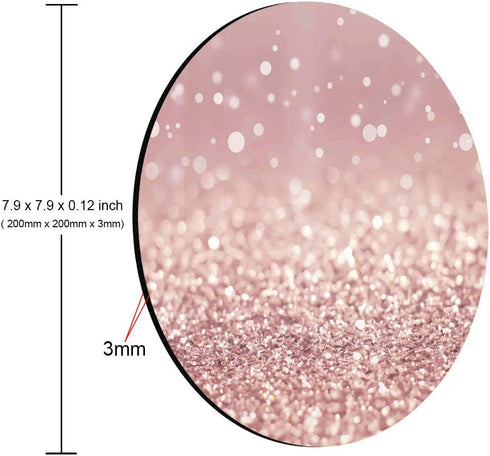 Rose Gold Rainbow Glitter Gaming Mouse Pad, Custom Design, Non-Slip Rubber Square for Computers, 7.9 x 7.9 Inch