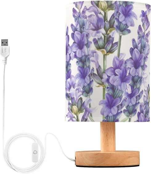 MNSRUU Night Stand Light Lamp Purple Lavender Flowers Bedside Table Lamp with