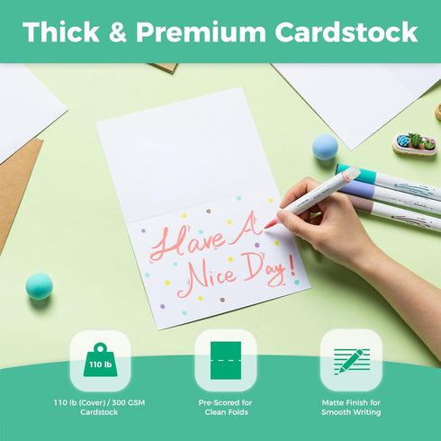 50 Pack 5" 7" A7 Ohuhu Blank White Cards and Envelopes - x Heavyweight Folded Cardstock and Envelopes for DIY Greeting